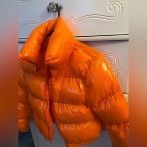 Orange cropped puffer jacket size small